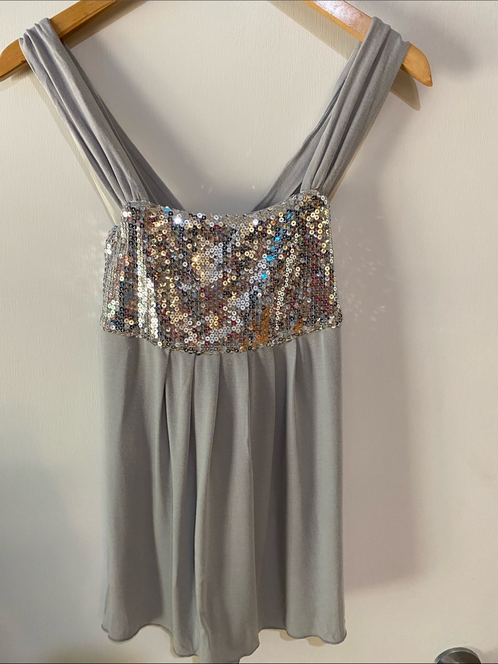 INC International Concepts Silver Sequin Bust Camisole